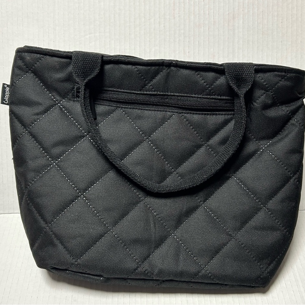 Gloppie Quilted Insulated Lunch Tote Bag Black - Small Handbag Style